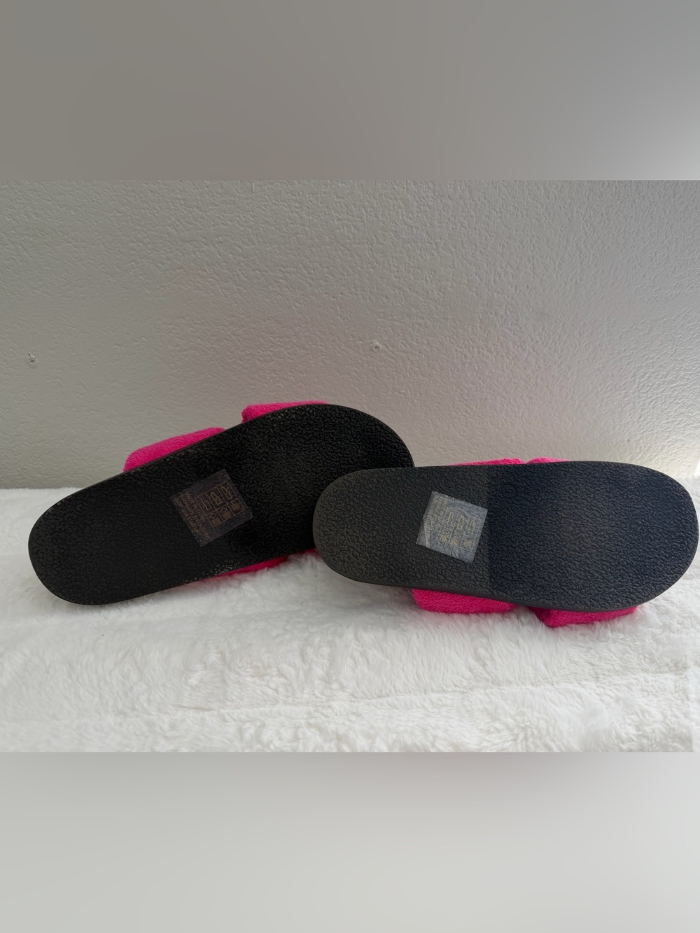 Maeve by Anthropologie Plush Terry Crisscross Slides - Pink & Black Size 9 - Picture 6 of 7
